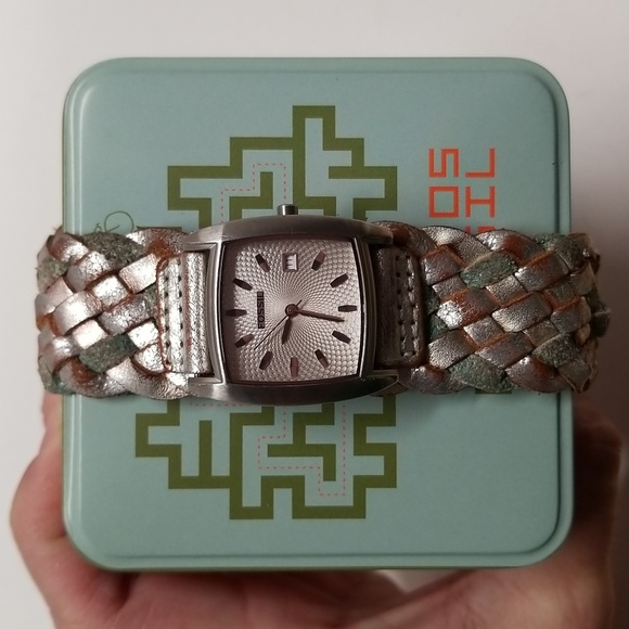 {Fossil} JR-8838 Leather Strap Stainless Steel Analog Watch - Picture 1 of 11